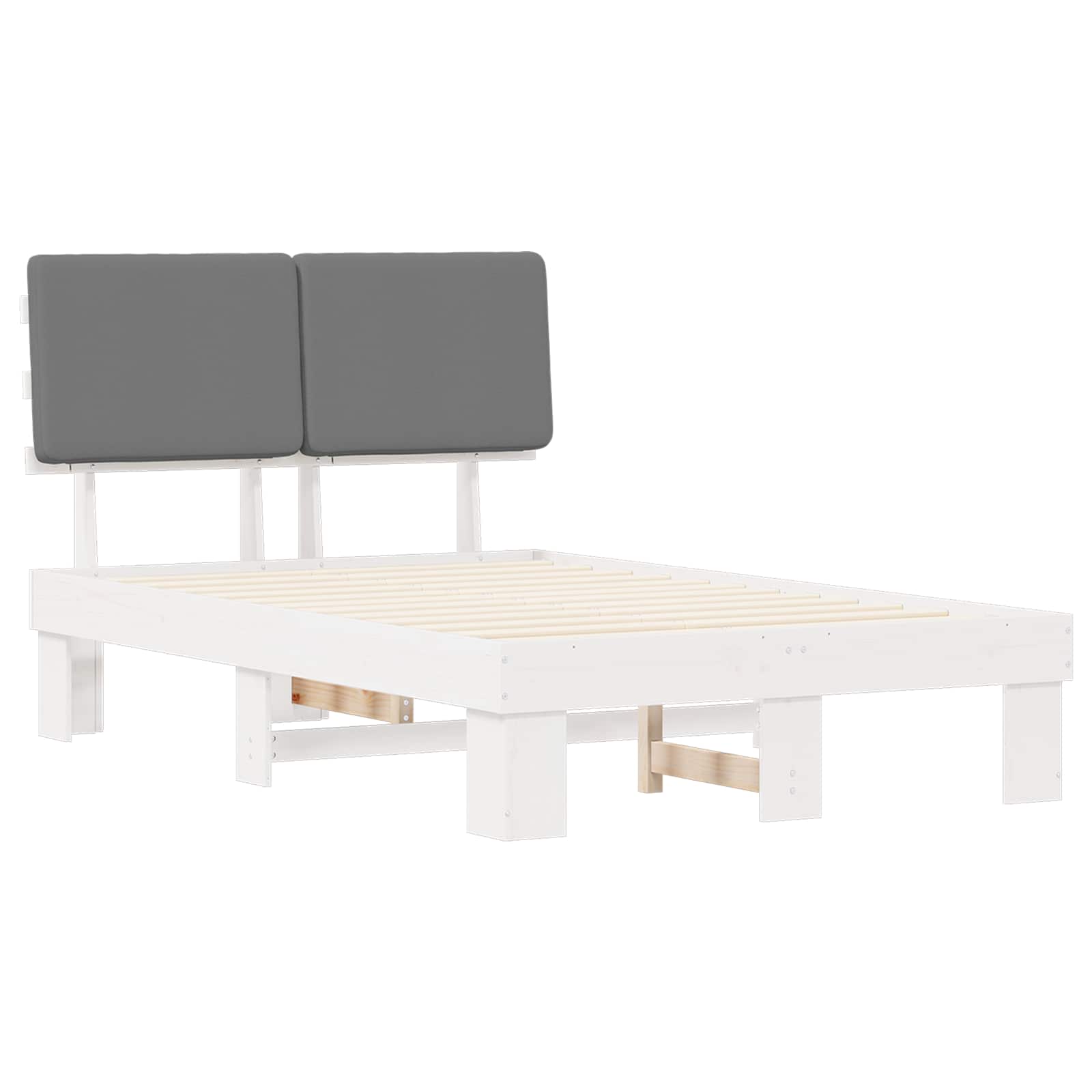 Bettgestell mit gepolstertem Kopfteil Hellgrau 120 x 200 cm