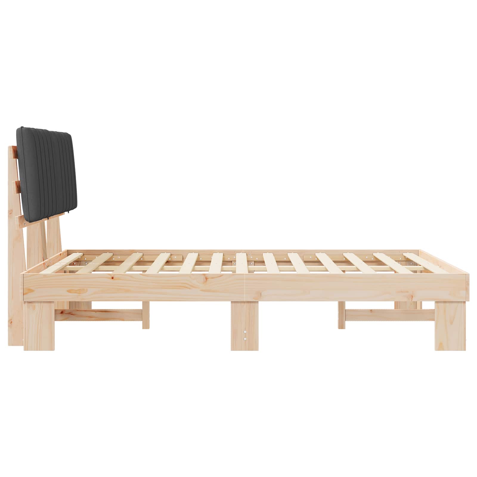Bettgestell mit gepolstertem Kopfteil Dunkelgrau 140 x 190 cm