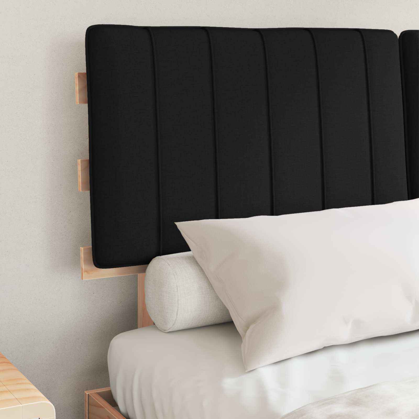 Bettgestell mit gepolstertem Kopfteil Schwarz 135 x 190 cm
