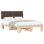 Bettgestell mit gepolstertem Kopfteil Taupe 135 x 190 cm