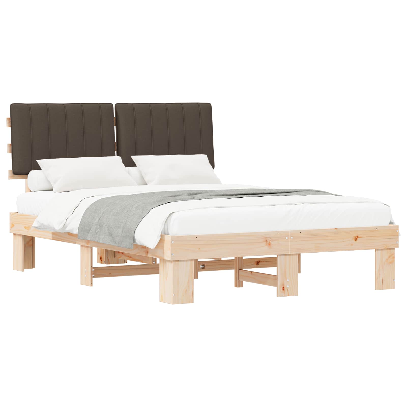 Bettgestell mit gepolstertem Kopfteil Taupe 135 x 190 cm
