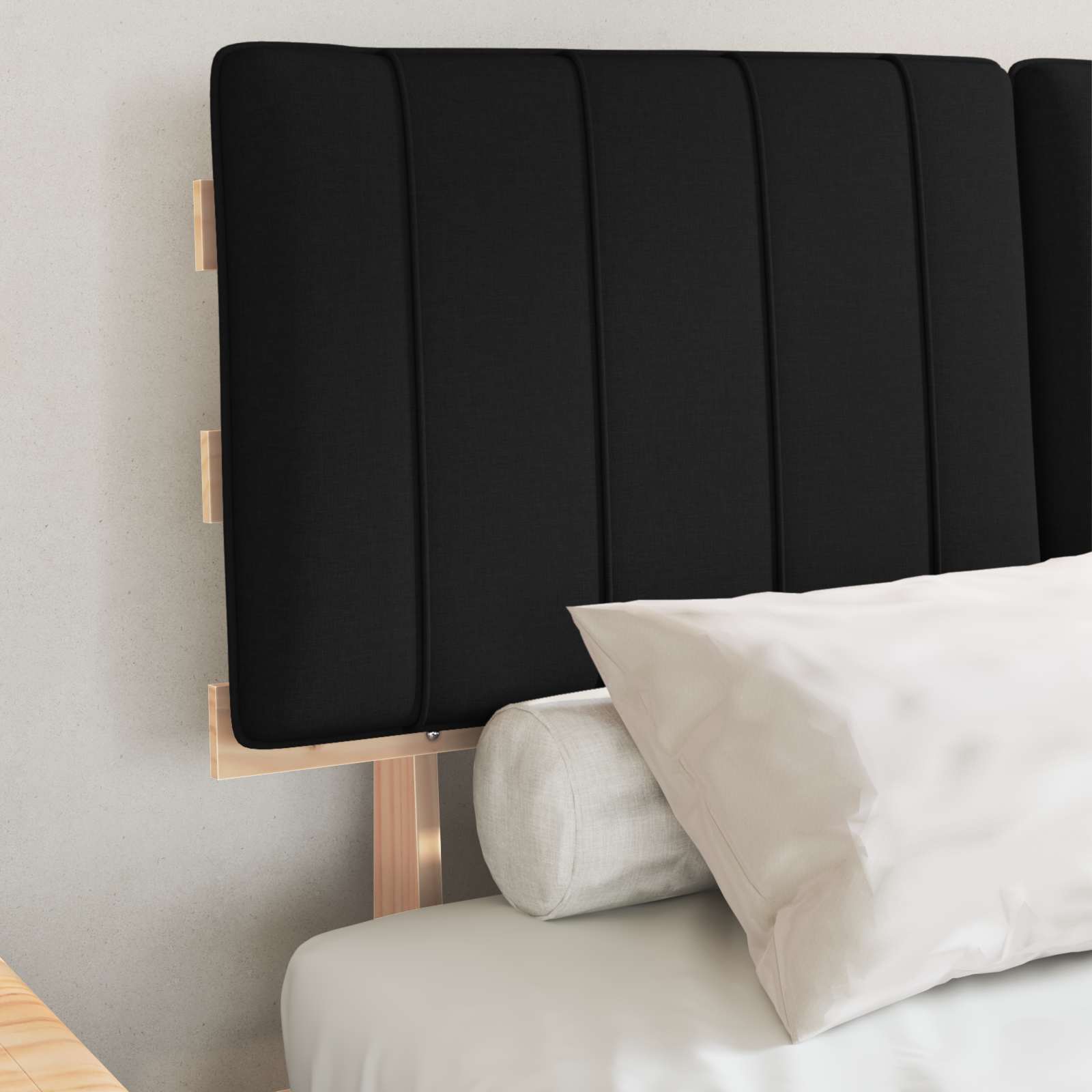 Bettgestell mit gepolstertem Kopfteil Schwarz 120 x 190 cm