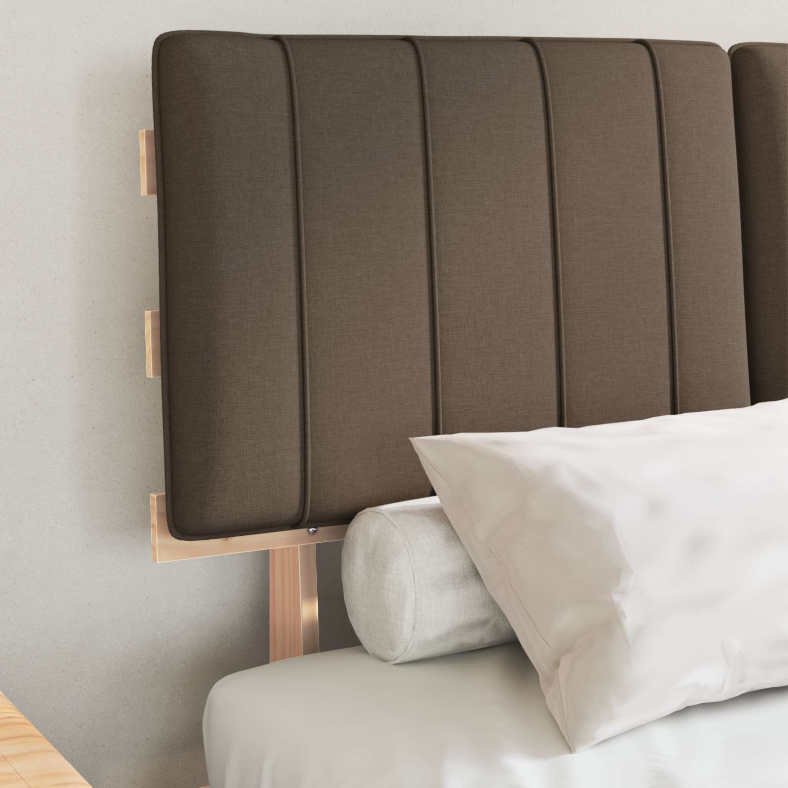Bettgestell mit gepolstertem Kopfteil Taupe 120 x 190 cm