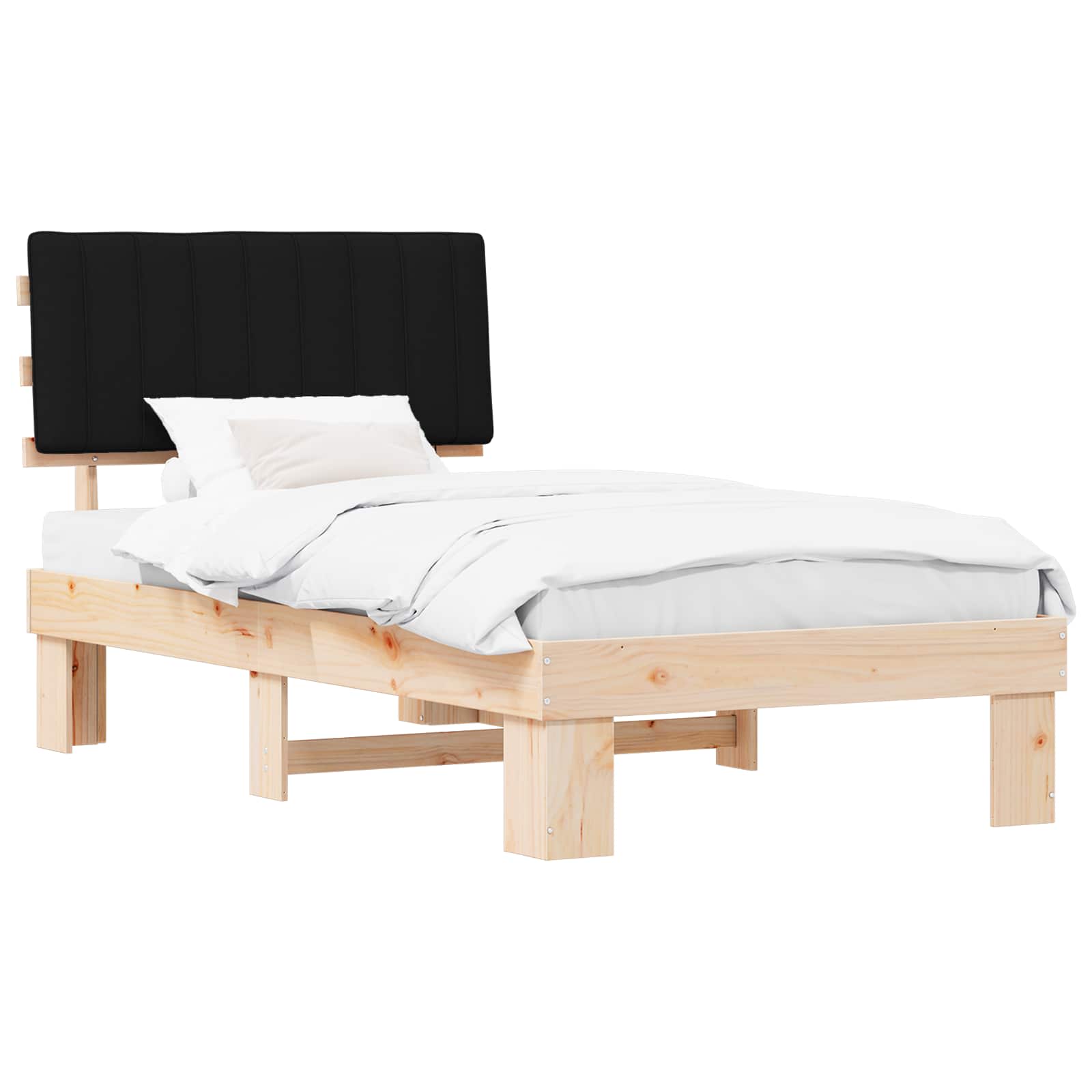 Bettgestell mit gepolstertem Kopfteil Schwarz 100 x 200 cm