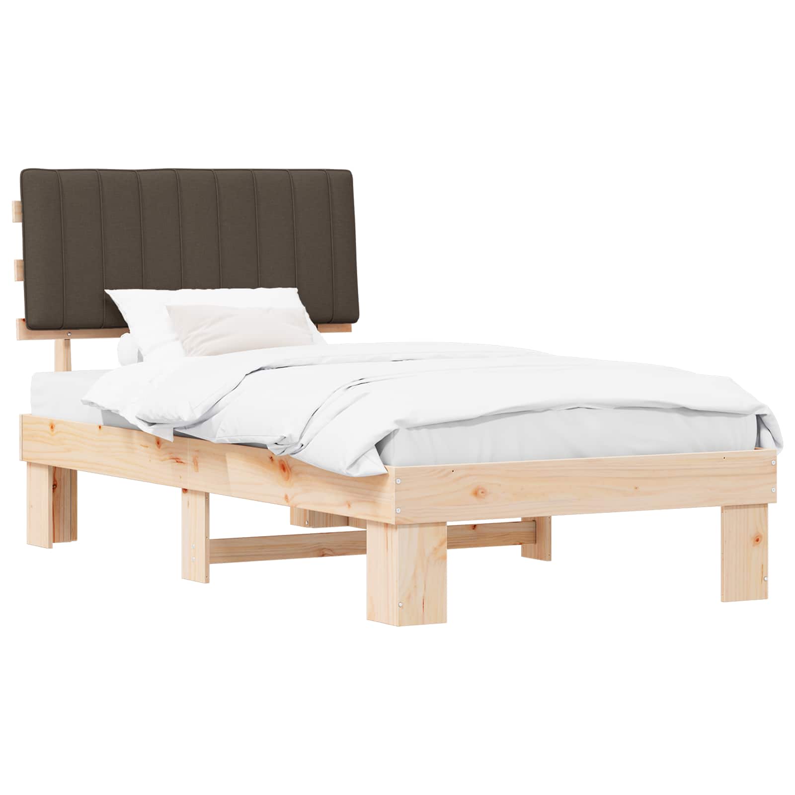 Bettgestell mit gepolstertem Kopfteil Taupe 100 x 200 cm