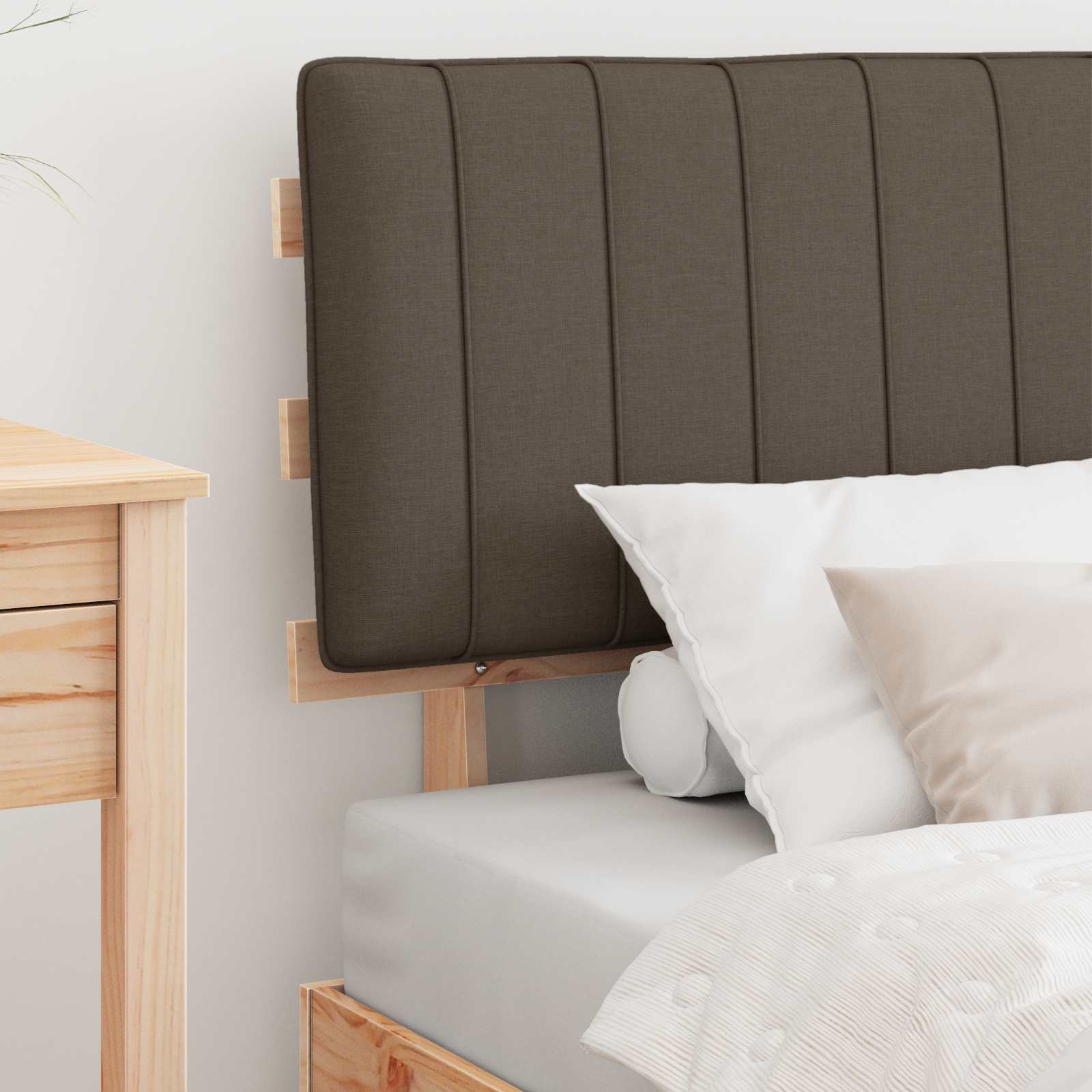 Bettgestell mit gepolstertem Kopfteil Taupe 90 x 200 cm