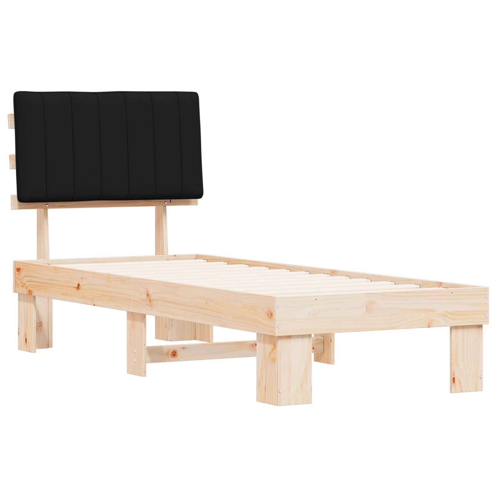 Bettgestell mit gepolstertem Kopfteil Schwarz 80 x 200 cm