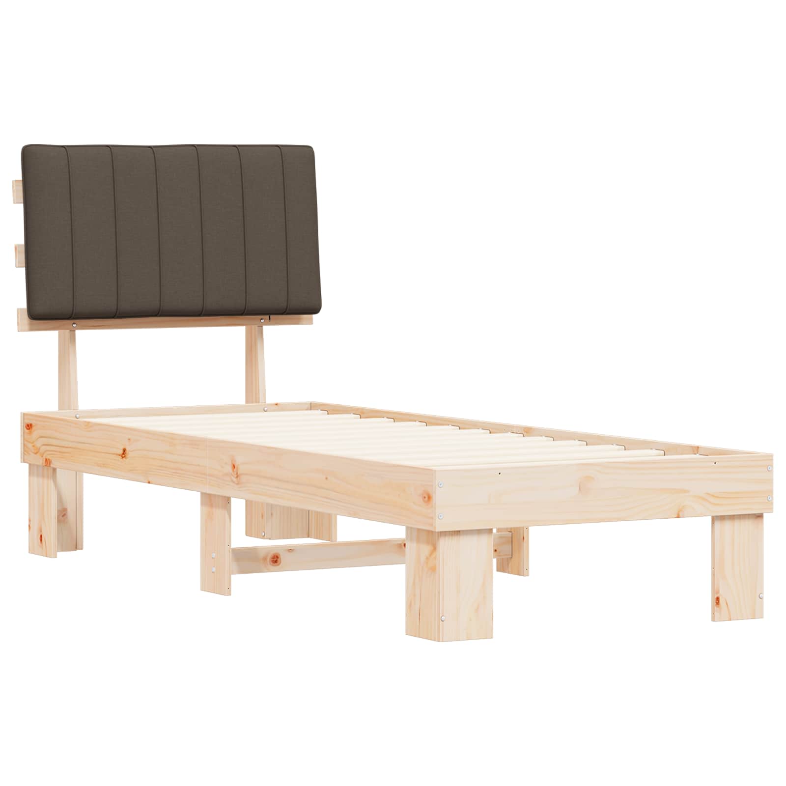 Bettgestell mit gepolstertem Kopfteil Taupe 80 x 200 cm