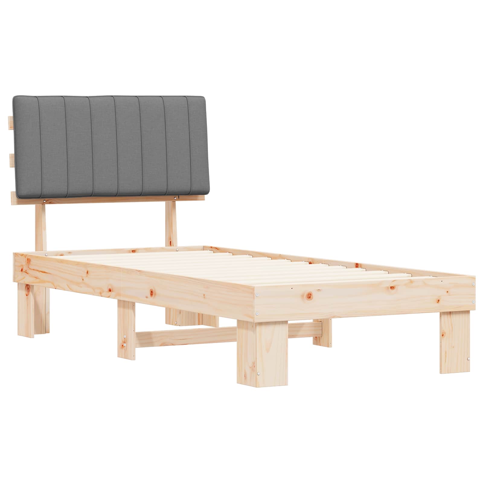 Bettgestell mit gepolstertem Kopfteil Hellgrau 90 x 190 cm