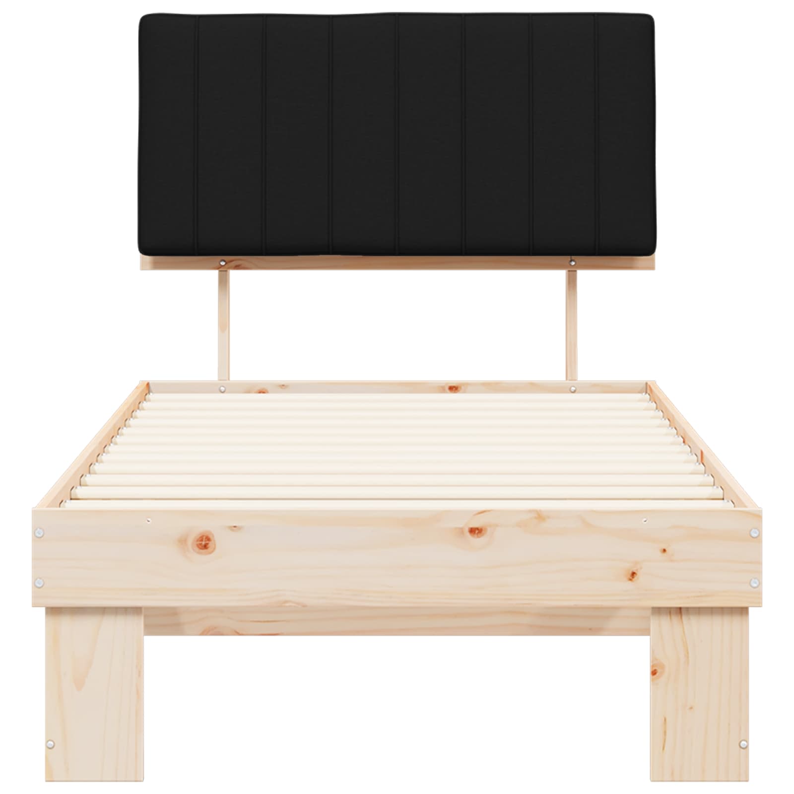 Bettgestell mit gepolstertem Kopfteil Schwarz 90 x 190 cm