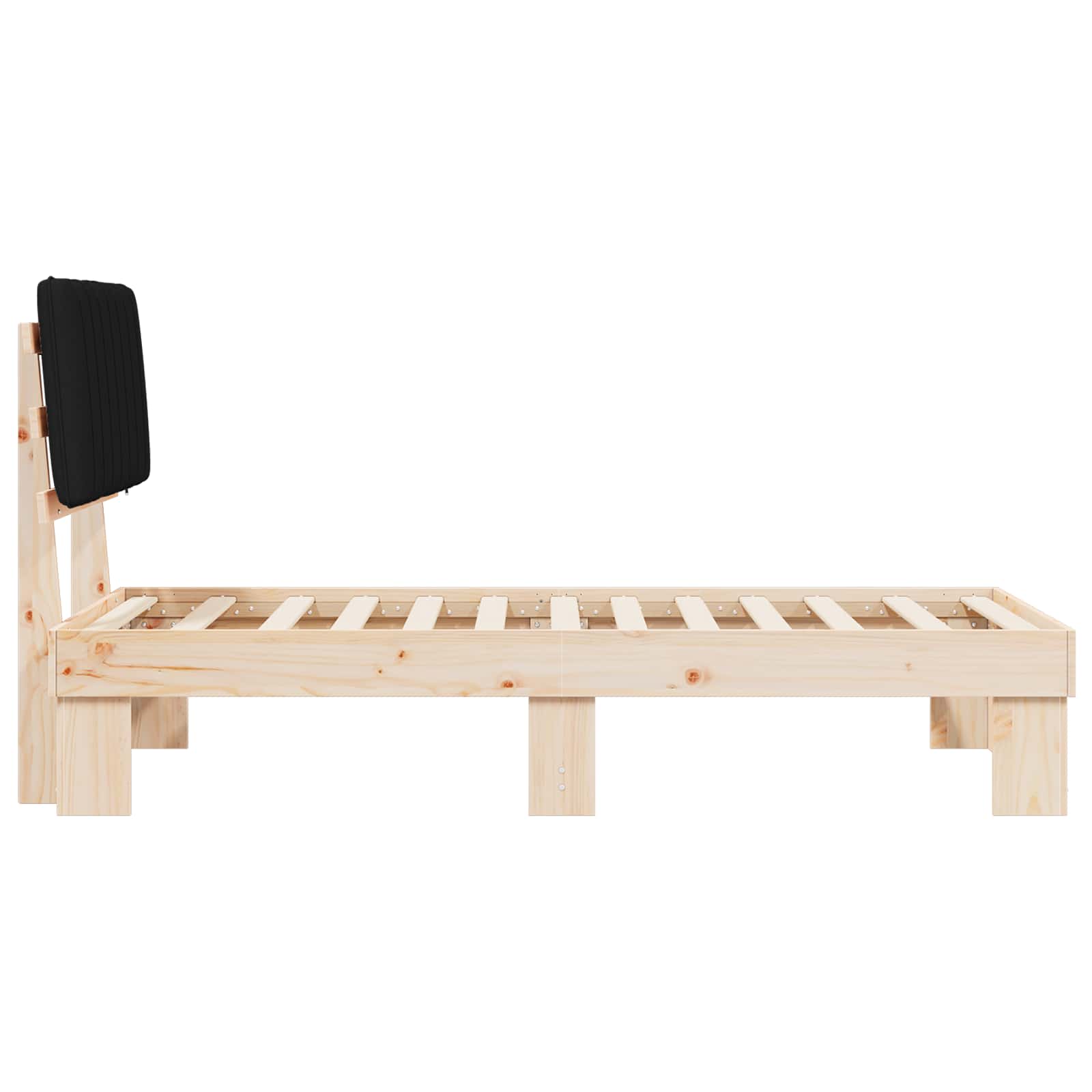 Bettgestell mit gepolstertem Kopfteil Schwarz 90 x 190 cm