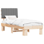Bettgestell mit gepolstertem Kopfteil Hellgrau 75 x 190 cm