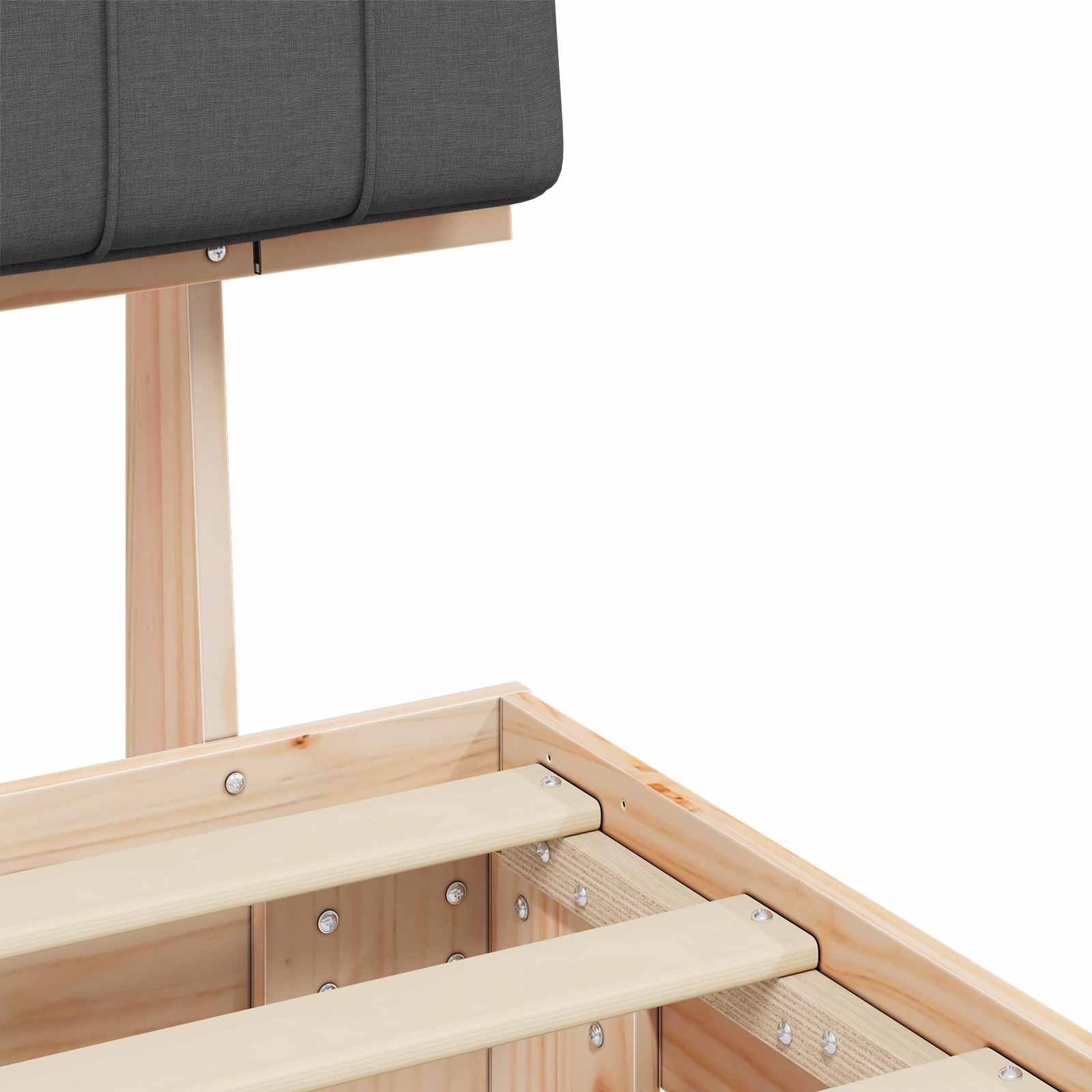 Bettgestell mit gepolstertem Kopfteil Dunkelgrau 75 x 190 cm