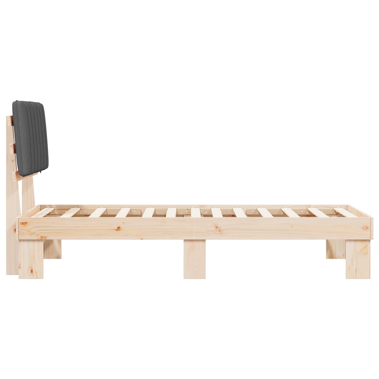 Bettgestell mit gepolstertem Kopfteil Dunkelgrau 75 x 190 cm