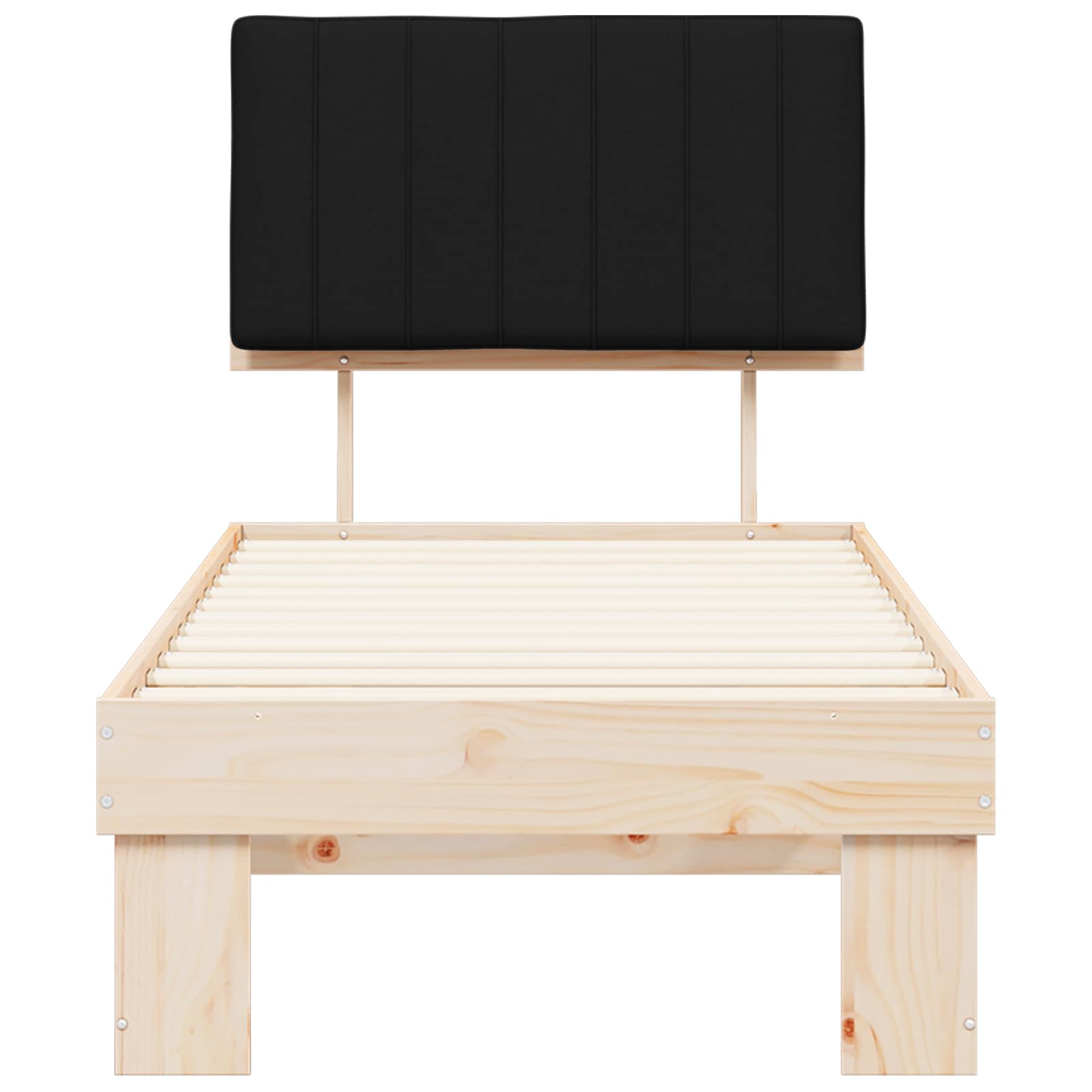 Bettgestell mit gepolstertem Kopfteil Schwarz 75 x 190 cm