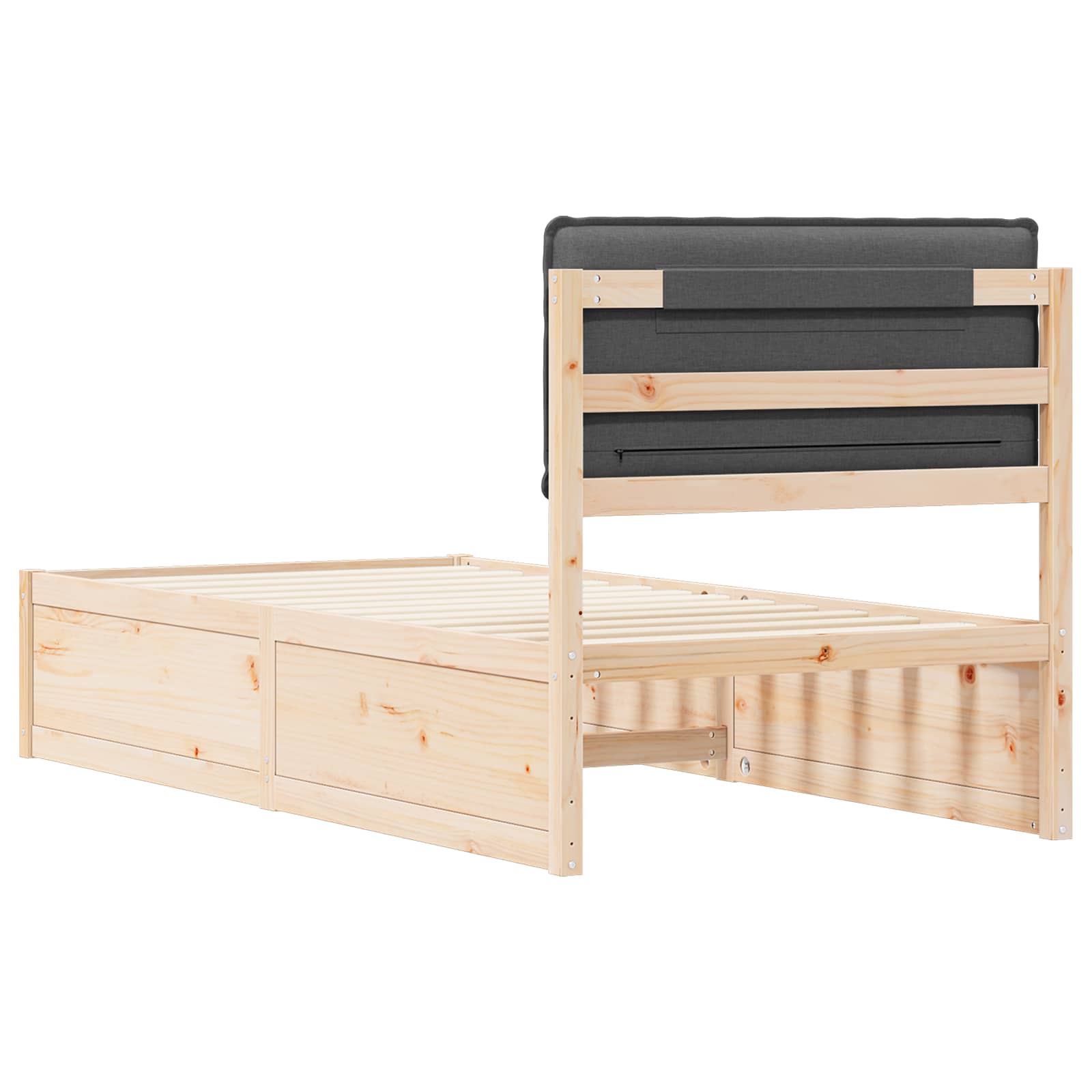 Bettgestell mit gepolstertem Kopfteil Dunkelgrau 100 x 200 cm