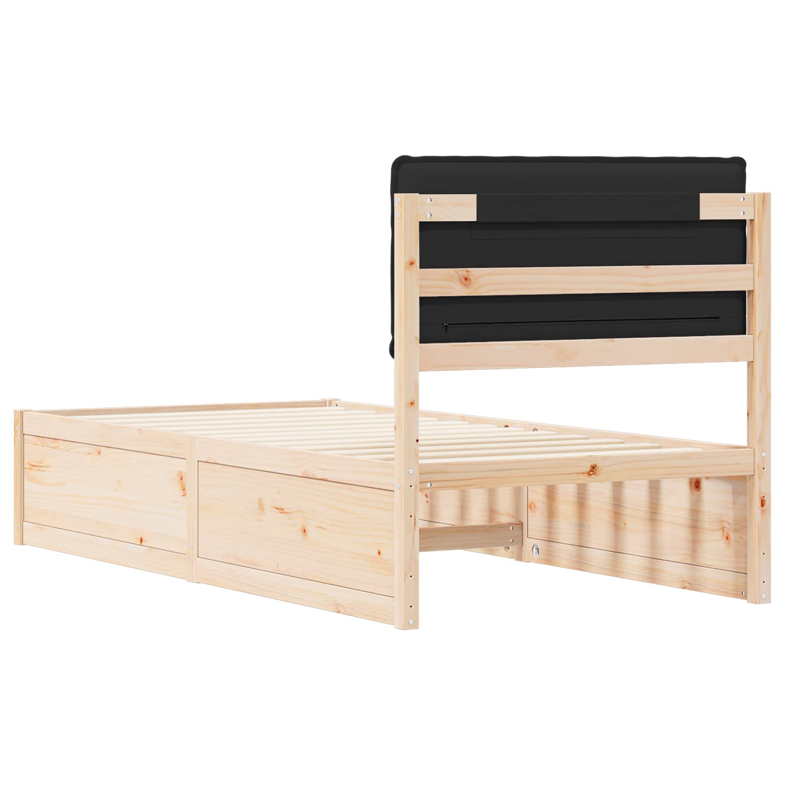 Bettgestell mit gepolstertem Kopfteil Schwarz 100 x 200 cm