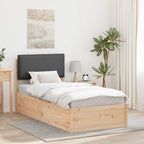 Bettgestell mit gepolstertem Kopfteil Dunkelgrau 90 x 200 cm