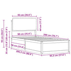 Bettgestell mit gepolstertem Kopfteil Schwarz 90 x 200 cm