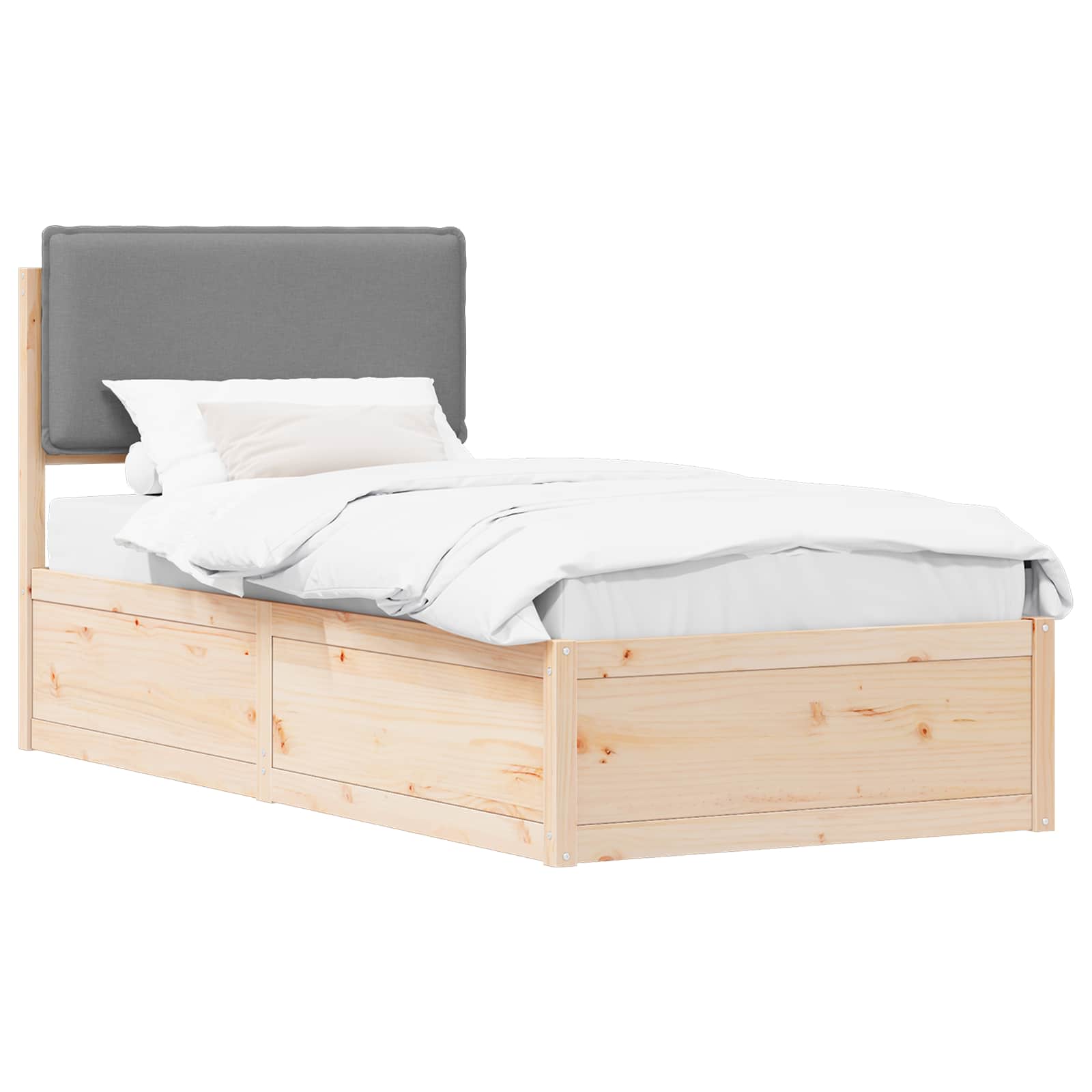 Bettgestell mit gepolstertem Kopfteil Hellgrau 80 x 200 cm