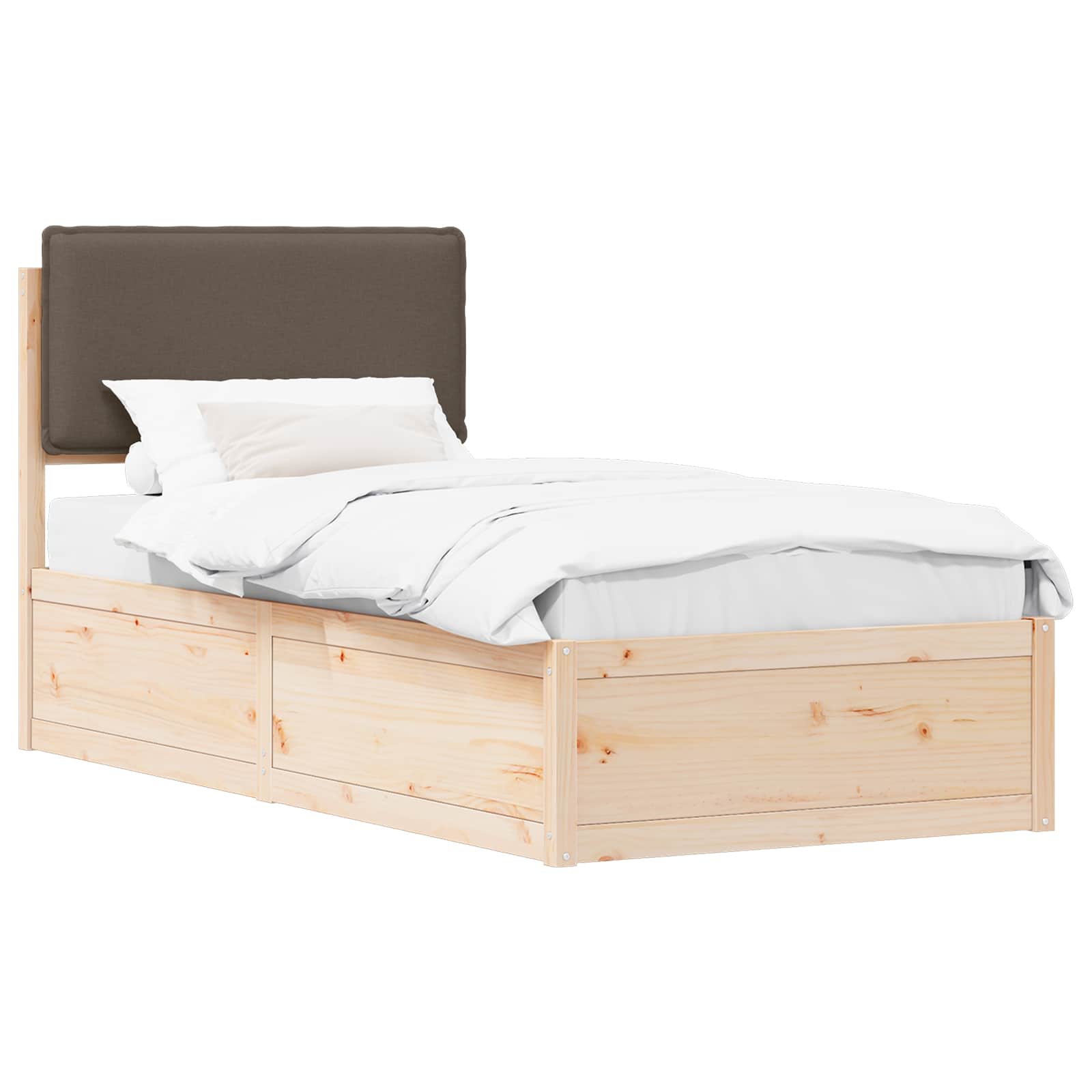 Bettgestell mit gepolstertem Kopfteil Taupe 75 x 190 cm