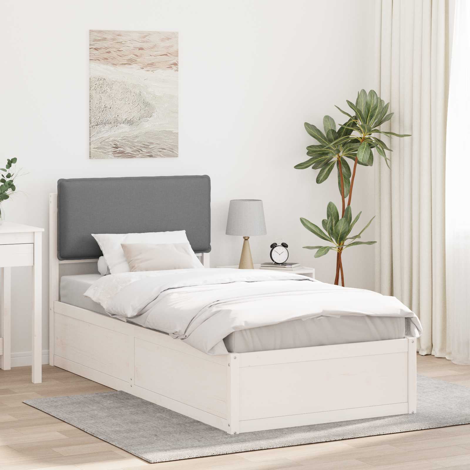 Bettgestell mit gepolstertem Kopfteil Hellgrau 75 x 190 cm