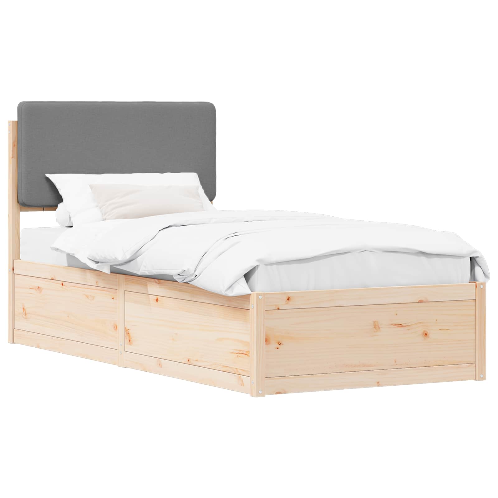 Bettgestell mit gepolstertem Kopfteil Hellgrau 100 x 200 cm