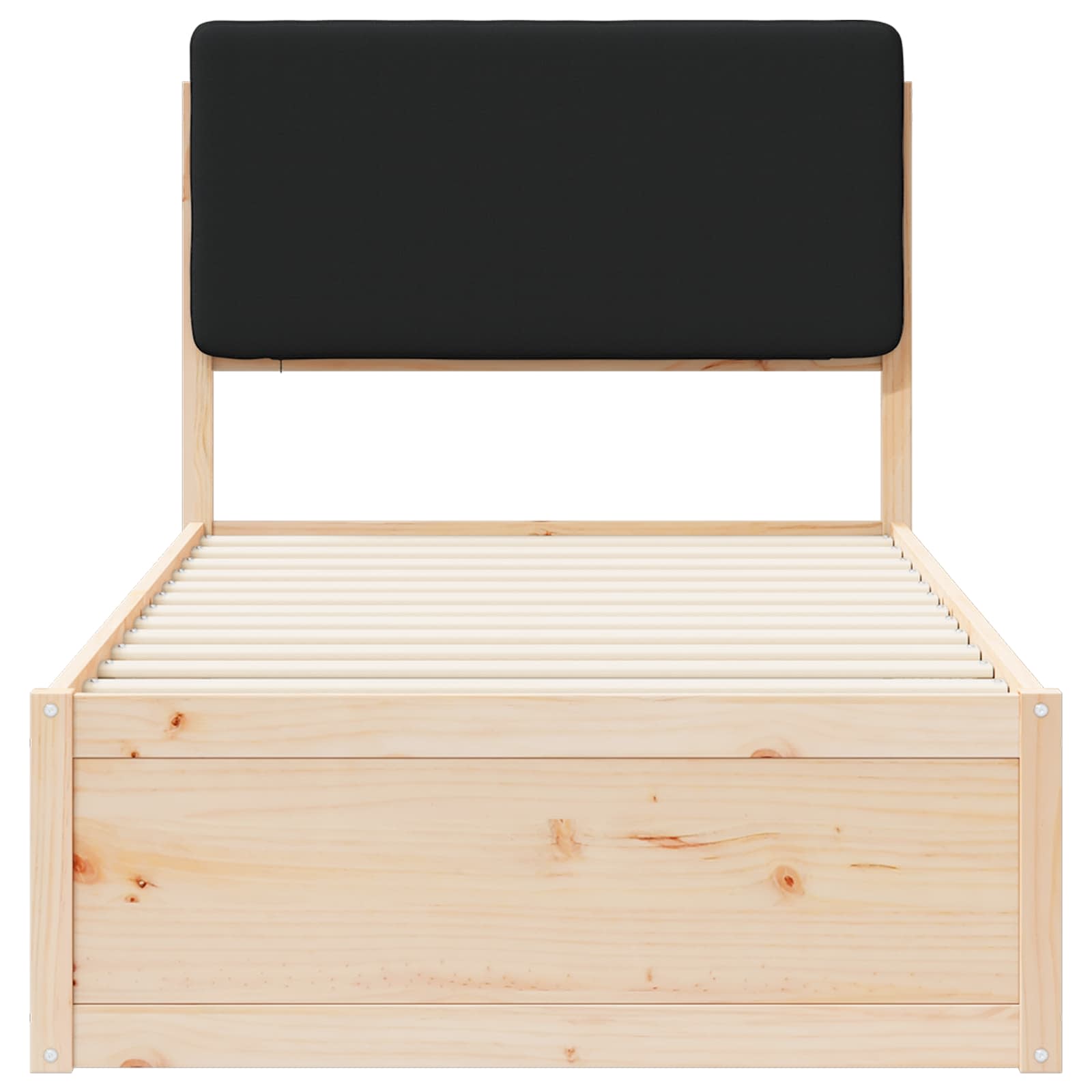Bettgestell mit gepolstertem Kopfteil Schwarz 100 x 200 cm