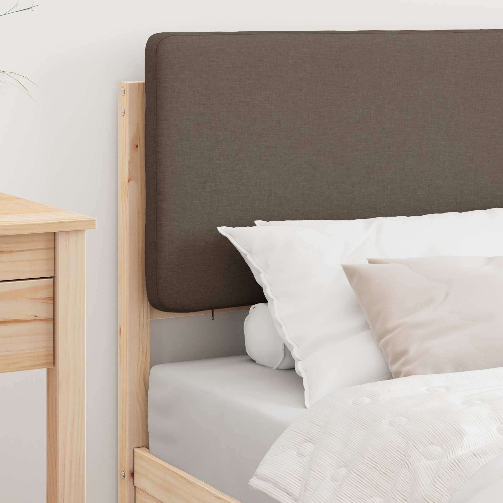 Bettgestell mit gepolstertem Kopfteil Taupe 100 x 200 cm
