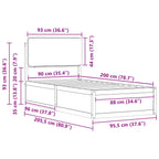 Bettgestell mit gepolstertem Kopfteil Hellgrau 90 x 200 cm