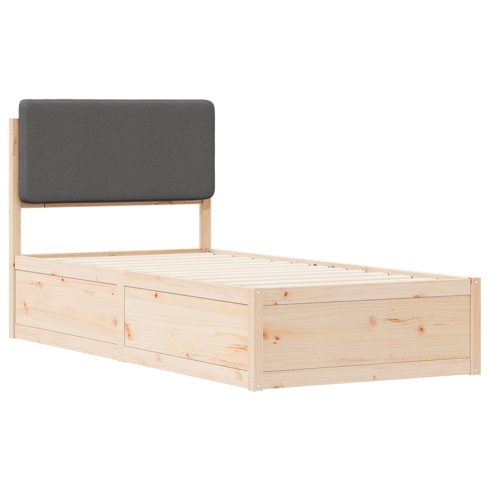 Bettgestell mit gepolstertem Kopfteil Dunkelgrau 90 x 200 cm