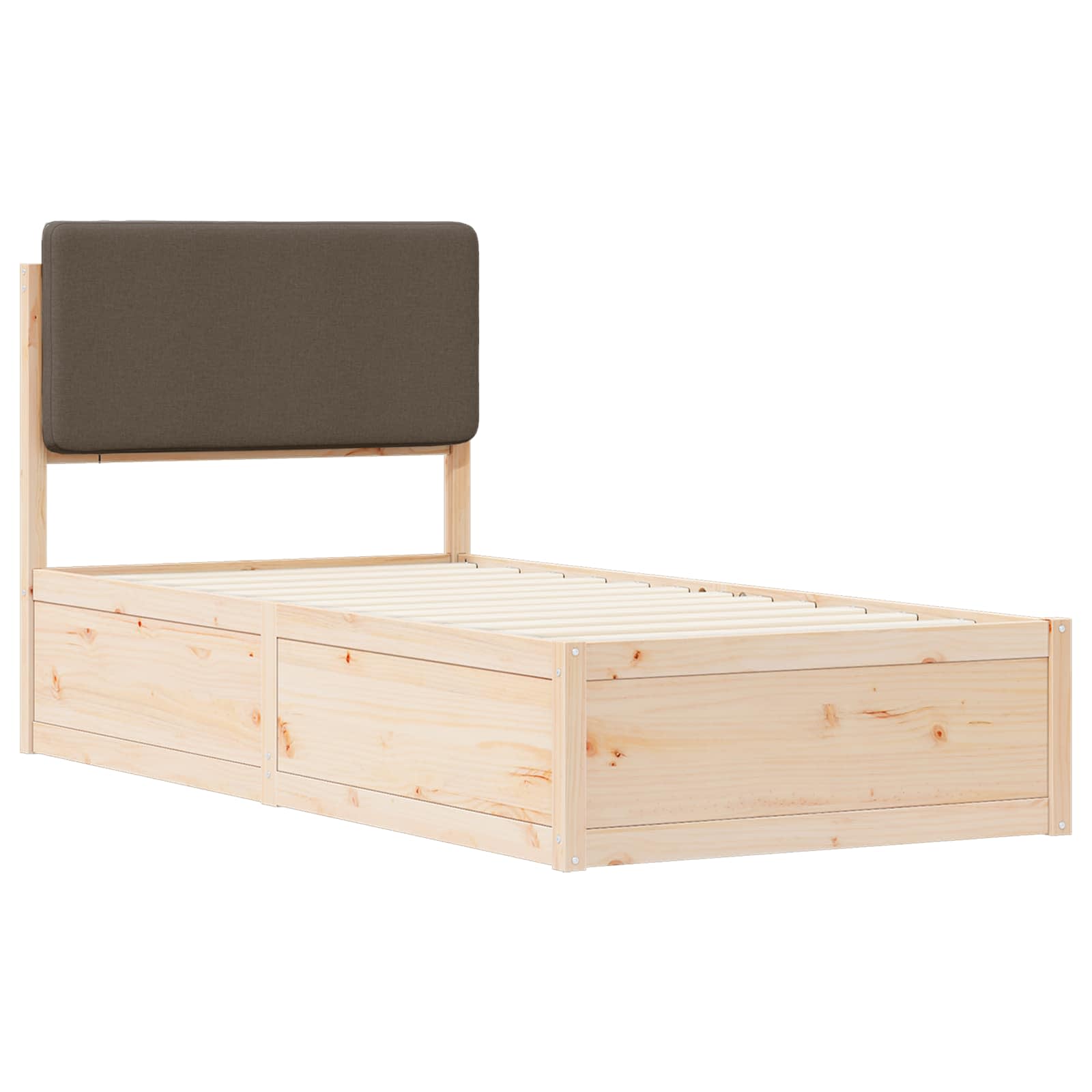 Bettgestell mit gepolstertem Kopfteil Taupe 90 x 200 cm