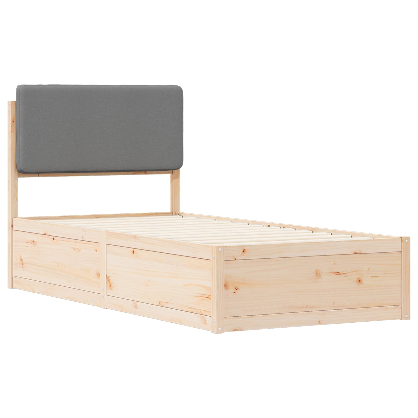 Bettgestell mit gepolstertem Kopfteil Hellgrau 90 x 190 cm