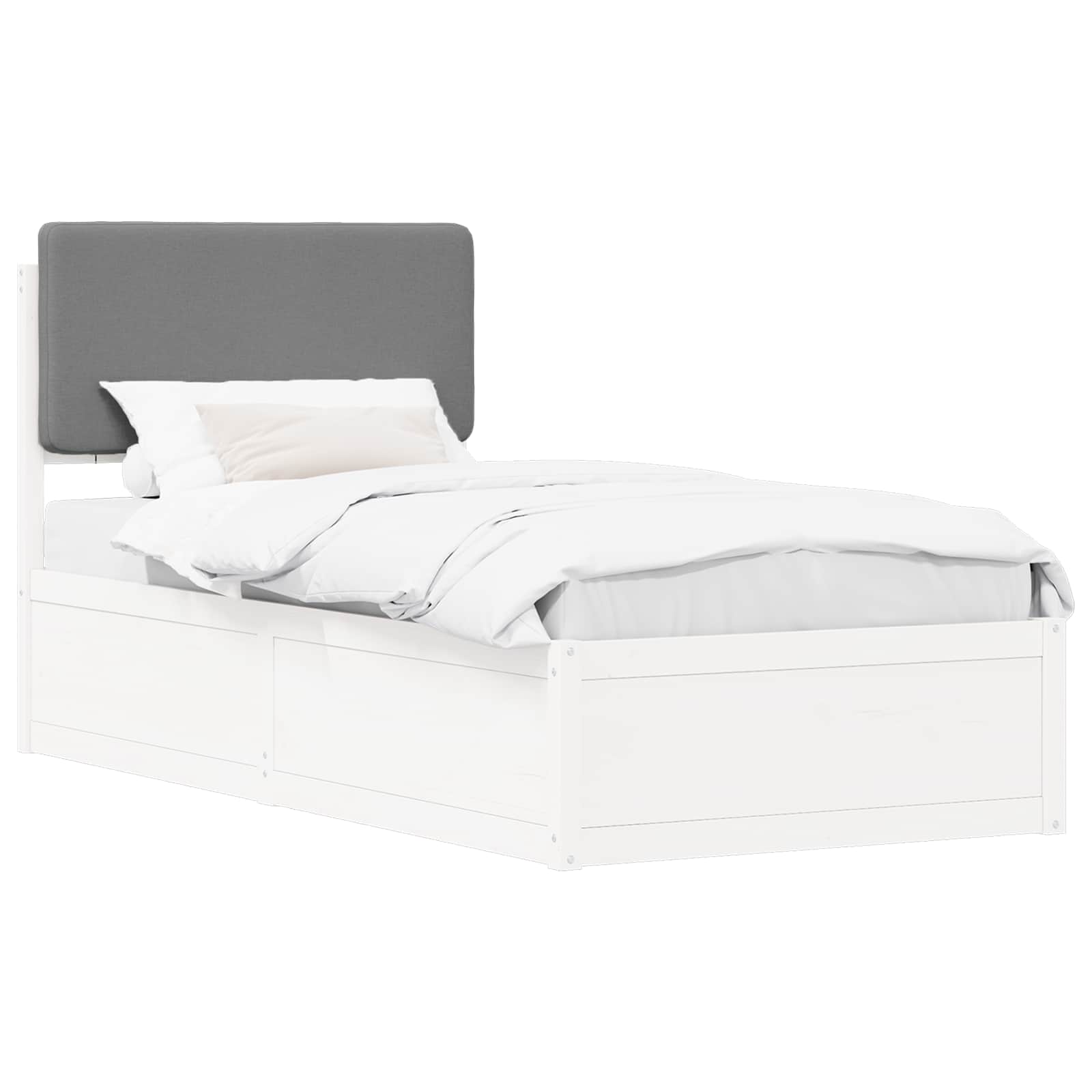 Bettgestell mit gepolstertem Kopfteil Hellgrau 75 x 190 cm