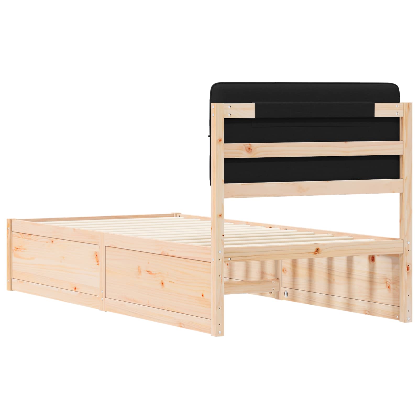 Bettgestell mit gepolstertem Kopfteil Schwarz 100 x 200 cm