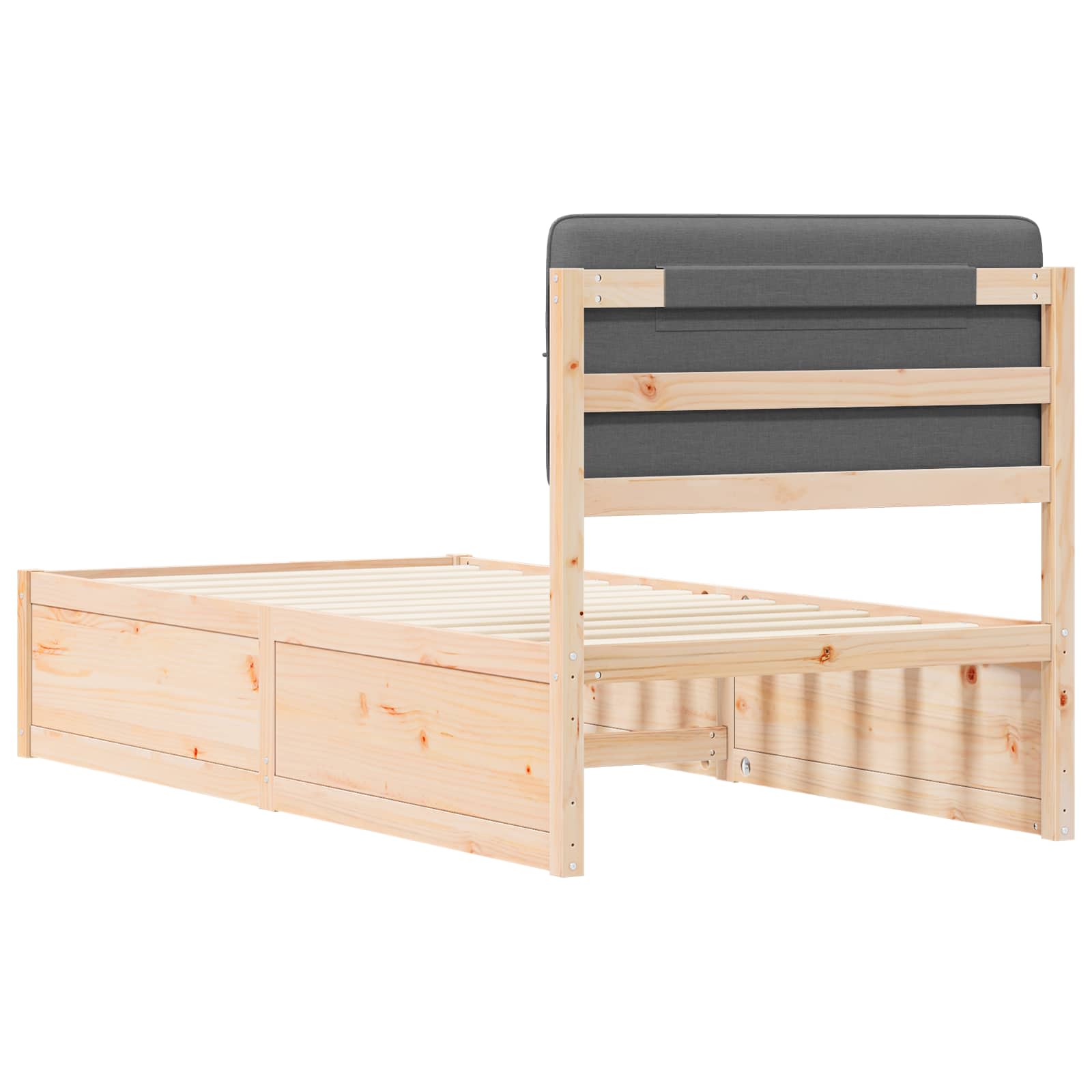 Bettgestell mit gepolstertem Kopfteil Dunkelgrau 90 x 200 cm