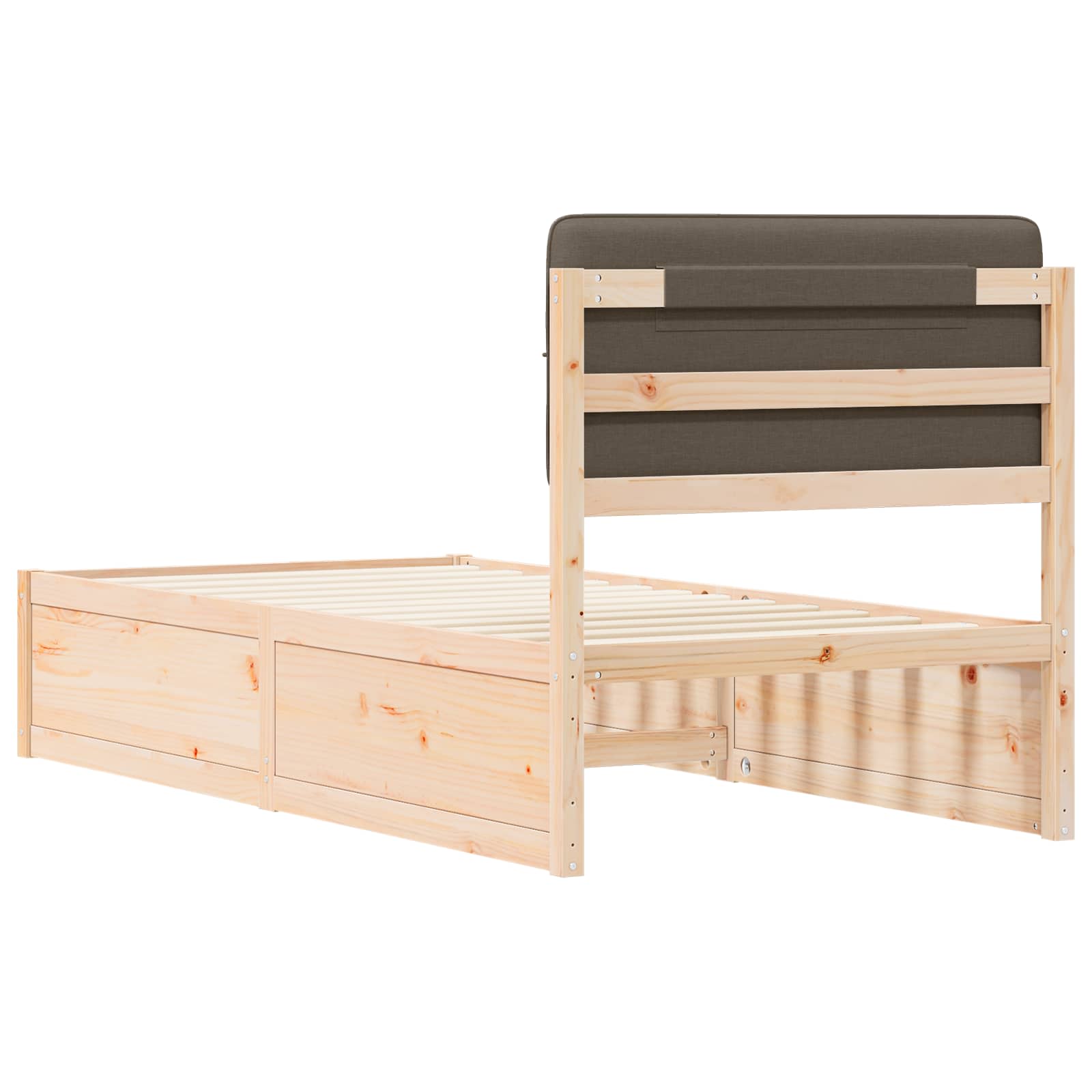 Bettgestell mit gepolstertem Kopfteil Taupe 90 x 200 cm