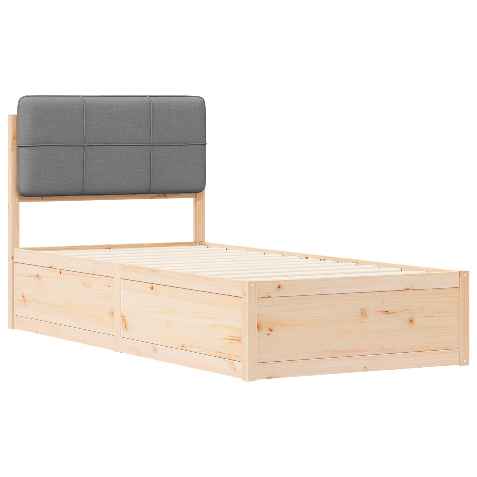 Bettgestell mit gepolstertem Kopfteil Hellgrau 80 x 200 cm