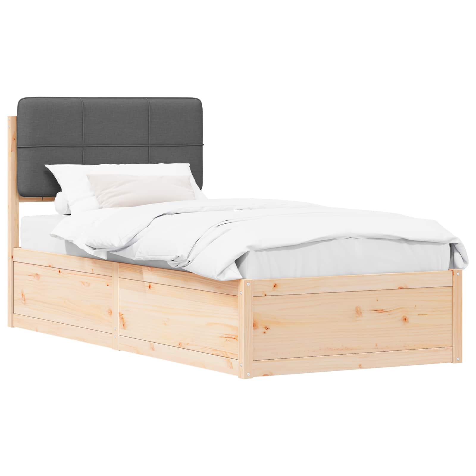 Bettgestell mit gepolstertem Kopfteil Dunkelgrau 80 x 200 cm
