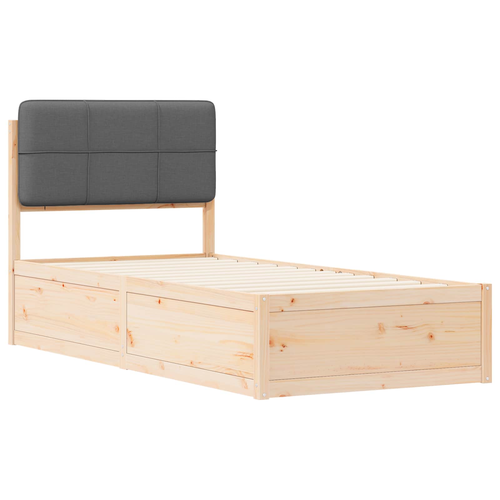 Bettgestell mit gepolstertem Kopfteil Dunkelgrau 80 x 200 cm