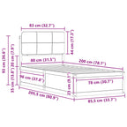Bettgestell mit gepolstertem Kopfteil Dunkelgrau 80 x 200 cm