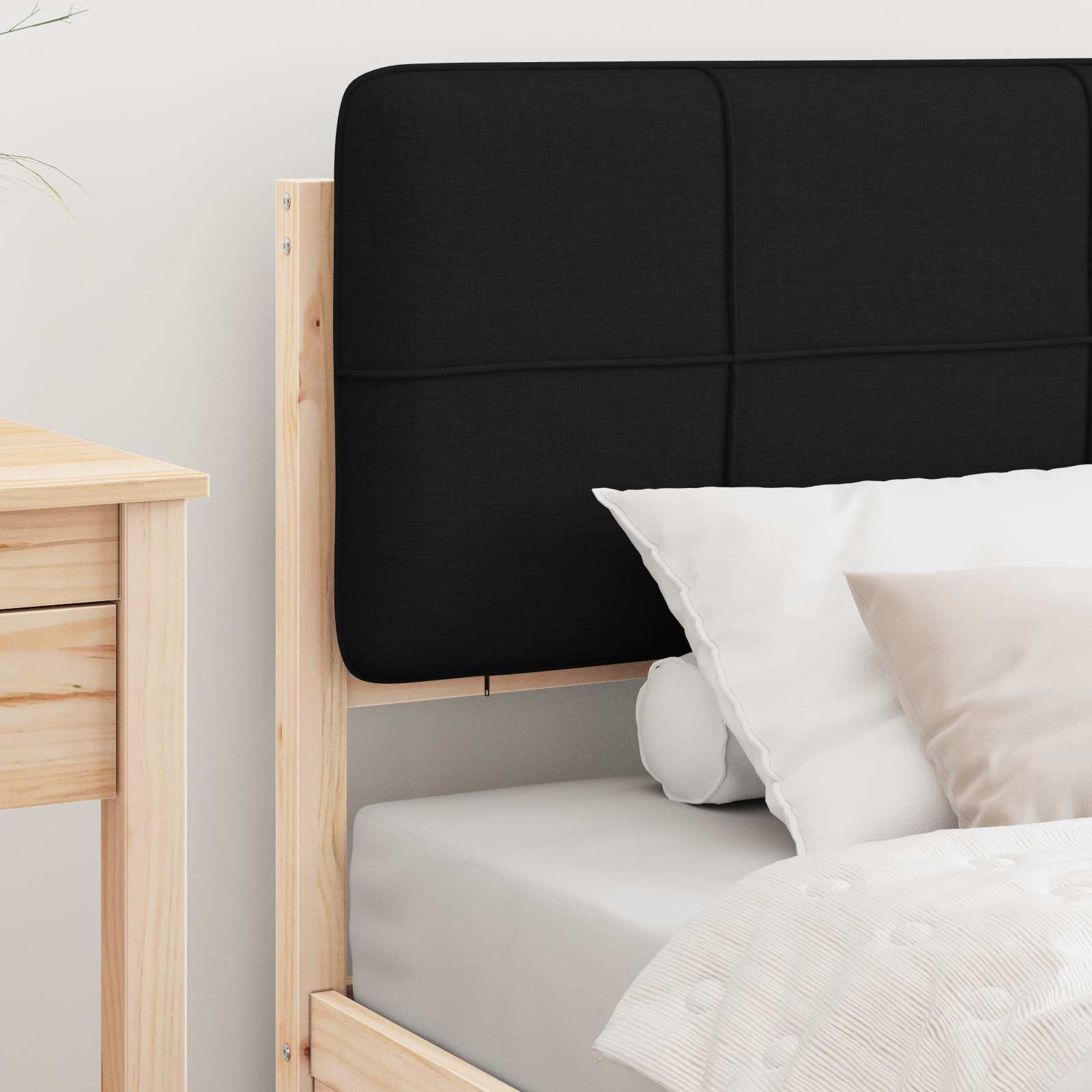 Bettgestell mit gepolstertem Kopfteil Schwarz 80 x 200 cm