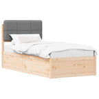Bettgestell mit gepolstertem Kopfteil Hellgrau 75 x 190 cm