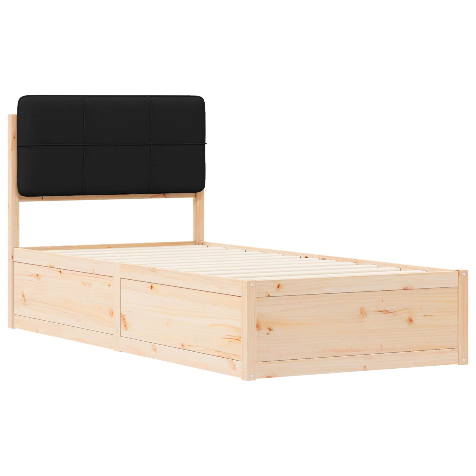 Bettgestell mit gepolstertem Kopfteil Schwarz 75 x 190 cm