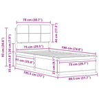 Bettgestell mit gepolstertem Kopfteil Schwarz 75 x 190 cm