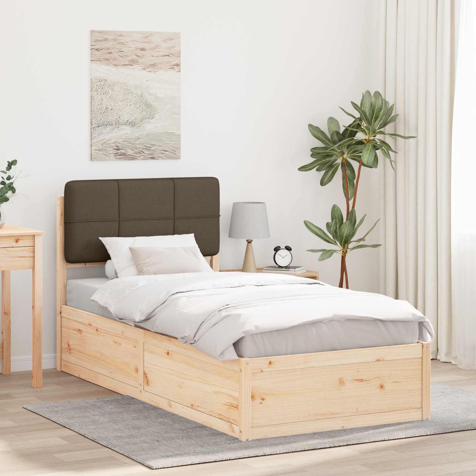 Bettgestell mit gepolstertem Kopfteil Taupe 75 x 190 cm