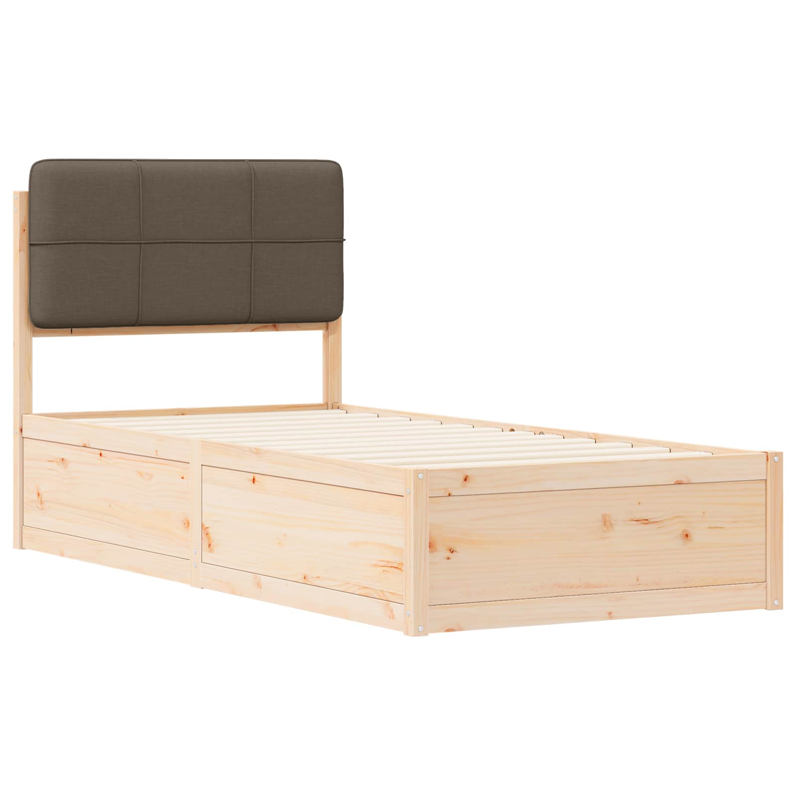 Bettgestell mit gepolstertem Kopfteil Taupe 75 x 190 cm