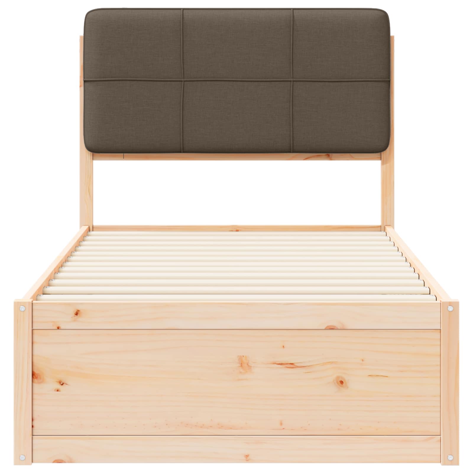 Bettgestell mit gepolstertem Kopfteil Taupe 75 x 190 cm