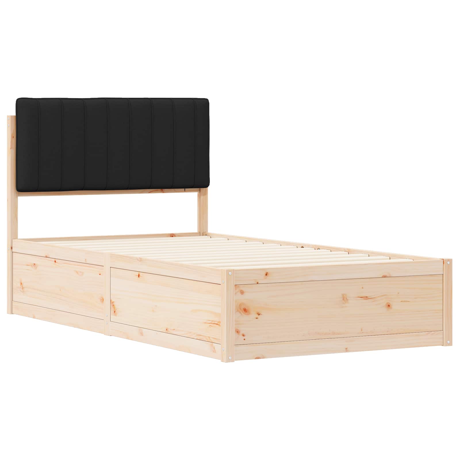 Bettgestell mit gepolstertem Kopfteil Schwarz 100 x 200 cm