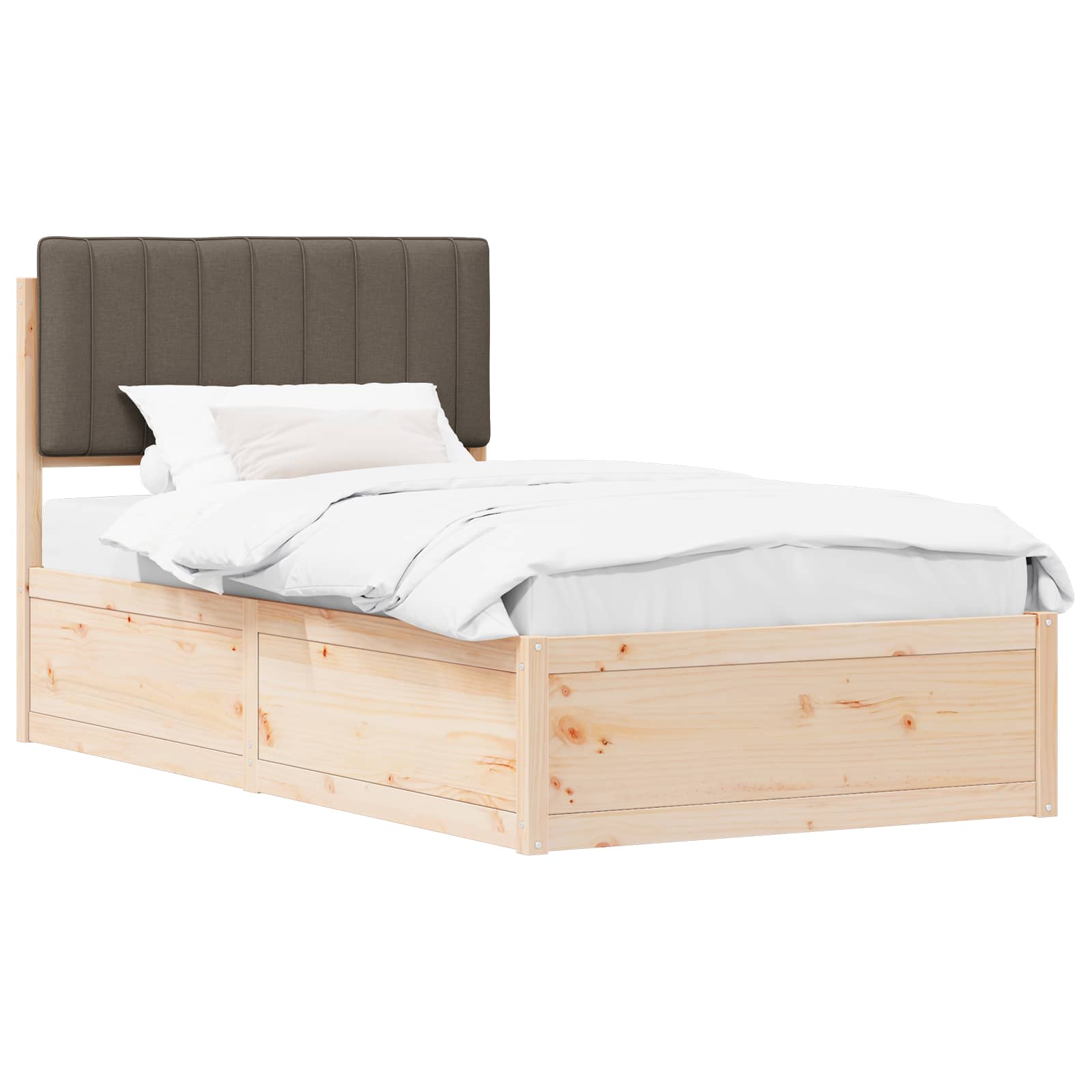 Bettgestell mit gepolstertem Kopfteil Taupe 100 x 200 cm
